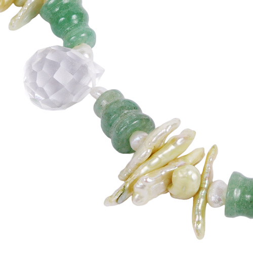 Halskette 4486 - Jade, Kristall & Süßwasserperlen
